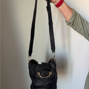 Tod’s T Ring Black Leather Bucket Bag